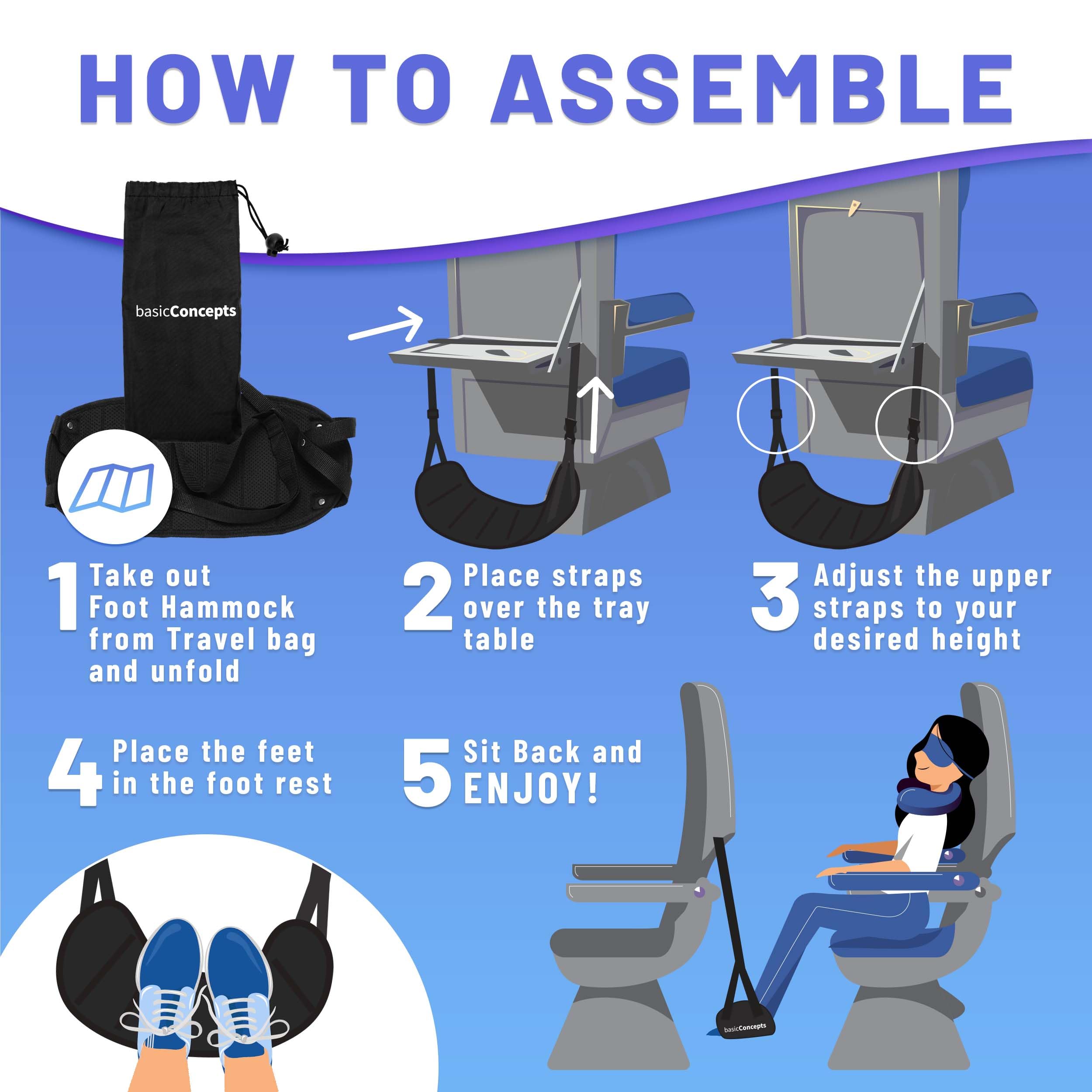 Airplane Footrest Hammock – Adjustable Travel Foot Sling for Flights, Trains & Long Trips