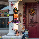 Crashing Witch Halloween Decoration – Life-Size Funny Yard Prop with Starry Hat, Striped Stockings & Pumpkin Hair (Orange)