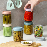 Airtight Glass Food Storage Jars – 16 oz Stackable Leakproof Containers (6-Pack, Multicolor)