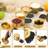 Gold Stainless Steel Measuring Cups & Spoons Set – Magnetic, Double-Sided, Precision Baking Tools (16-Piece)
