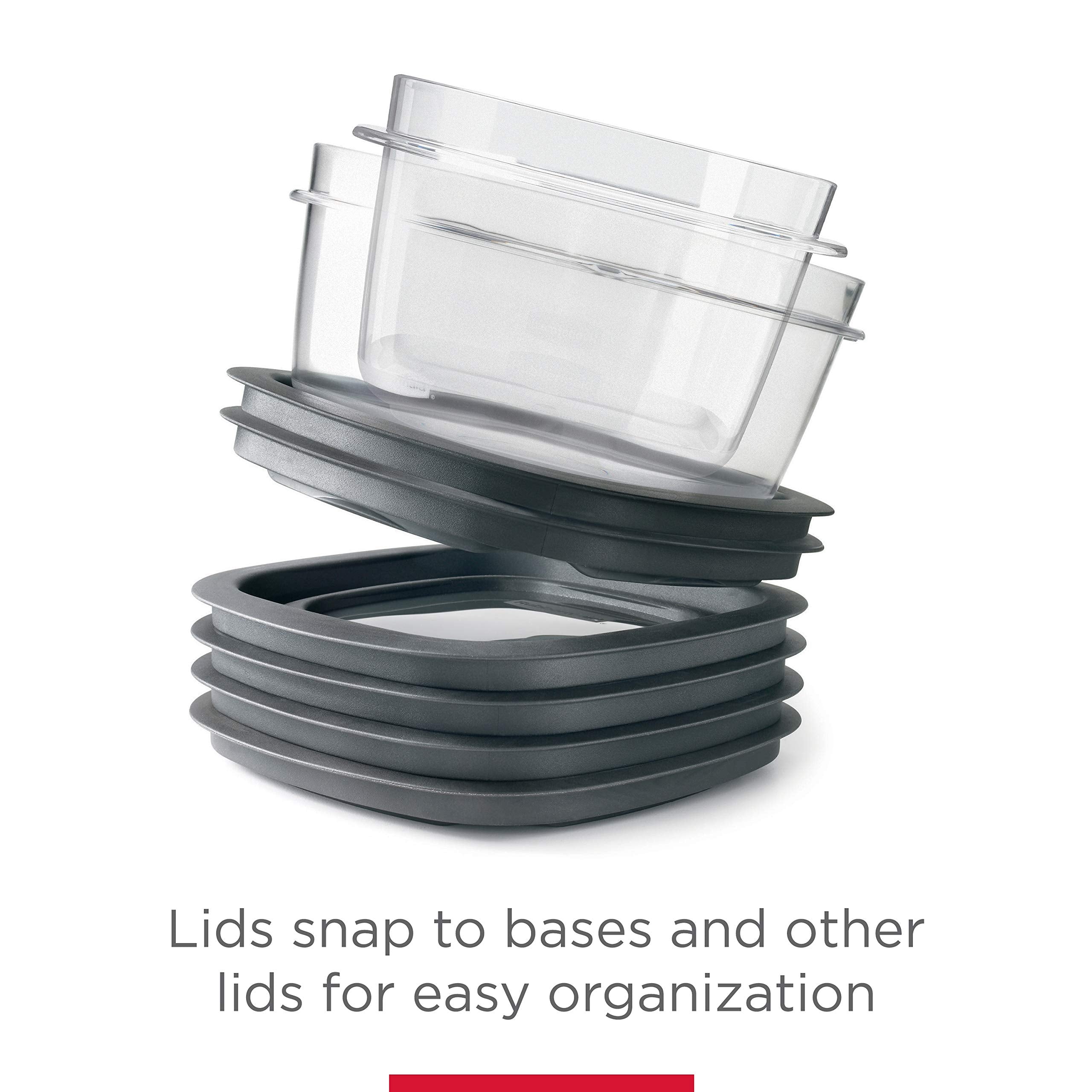 28-Piece Tritan Food Storage Containers Set – BPA-Free Stackable Containers with Universal Lids (Clear & Grey)