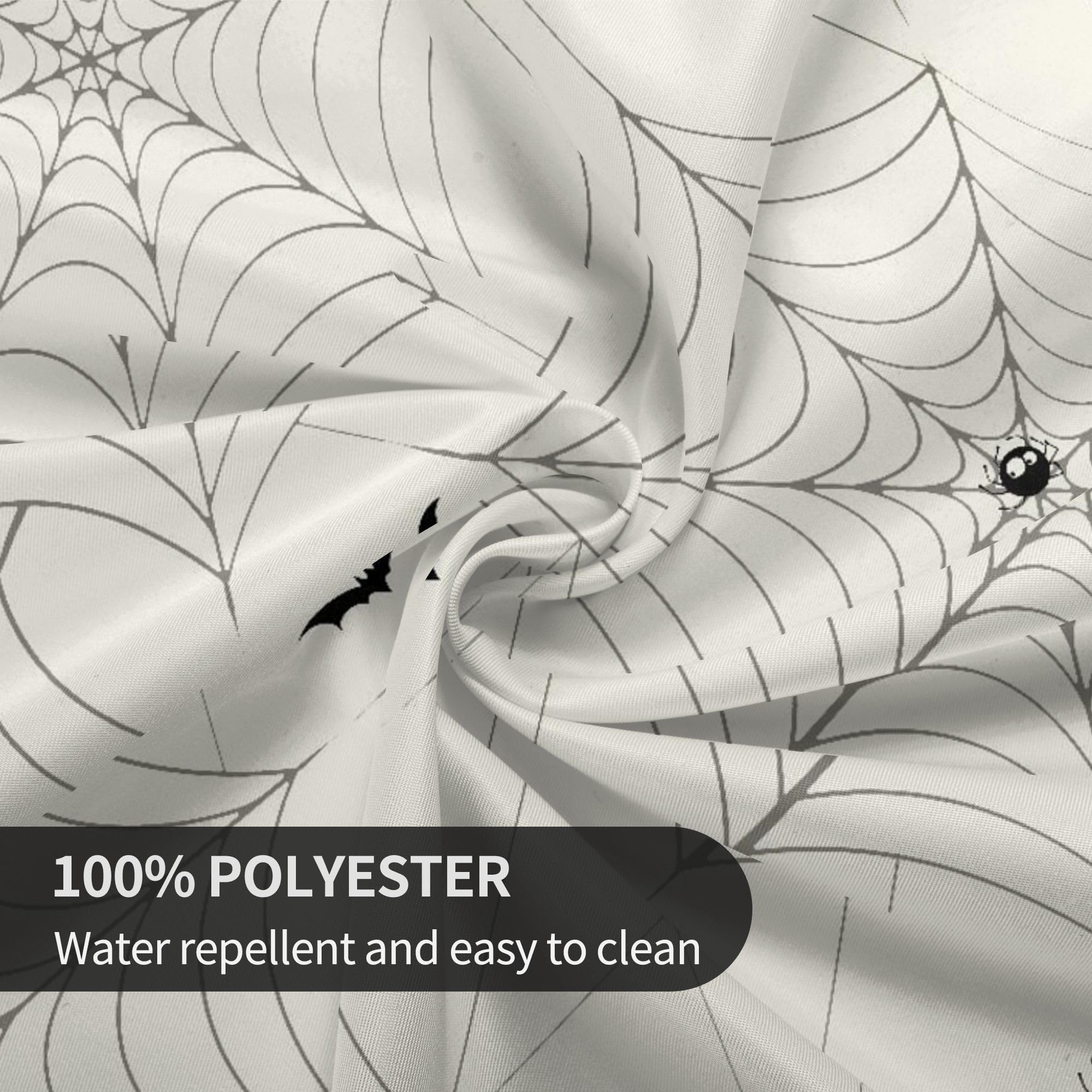 Halloween Round Tablecloth – Black Pumpkin Skull Polyester Cover for Dining & Party Decor (20"–47")