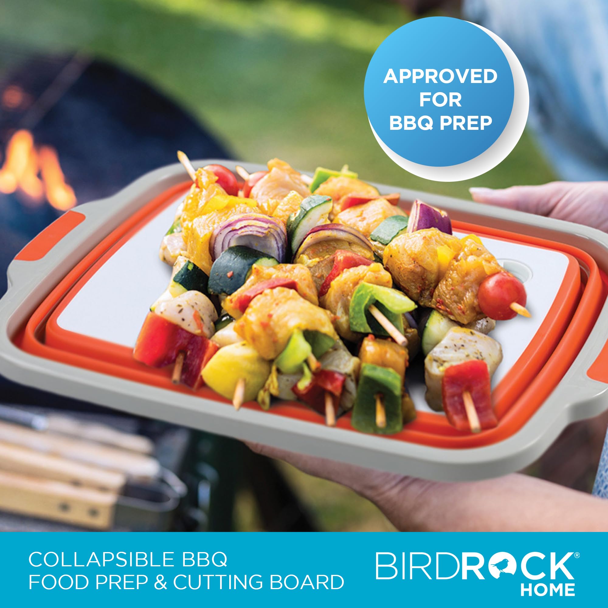 Collapsible BBQ Grill Prep Caddy 3-in-1 – Cutting Board, Wash Basket & Prep Station