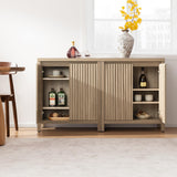 Sicotas Sideboard Buffet Cabinet with Storage – Fluted Credenza Console with Adjustable Shelves, Reclaimed Light Oak (2-Piece Set)