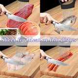 Stainless Steel Onion Holder & Slicing Guide – Non-Slip Handle, Safe & Even Cuts