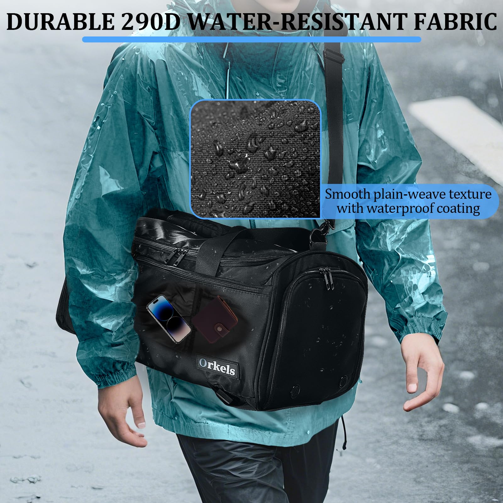 ORKELS 29L 3-in-1 Gym Bag Backpack – Waterproof Sports Duffle with Shoe & Wet Pocket for Travel and Fitness (Black)