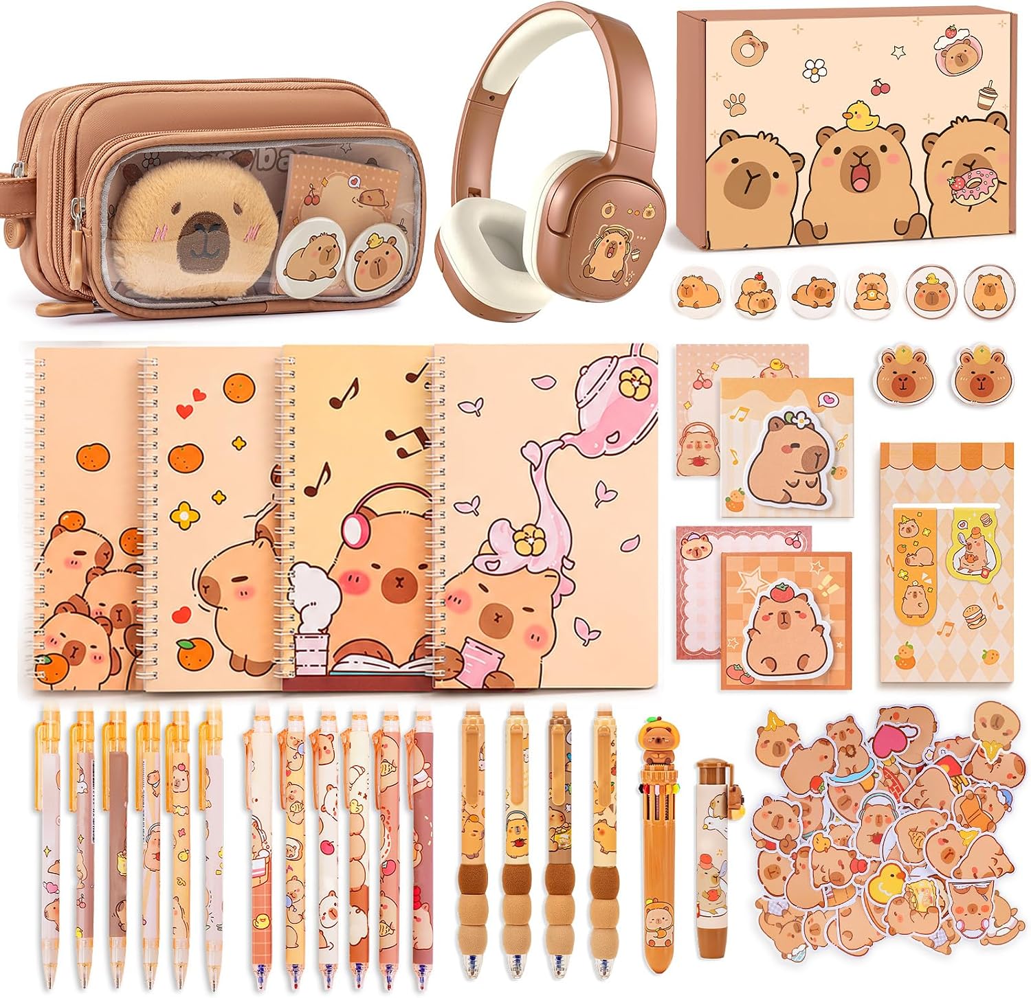 Brown Capybara 92-Piece Stationery Gift Set