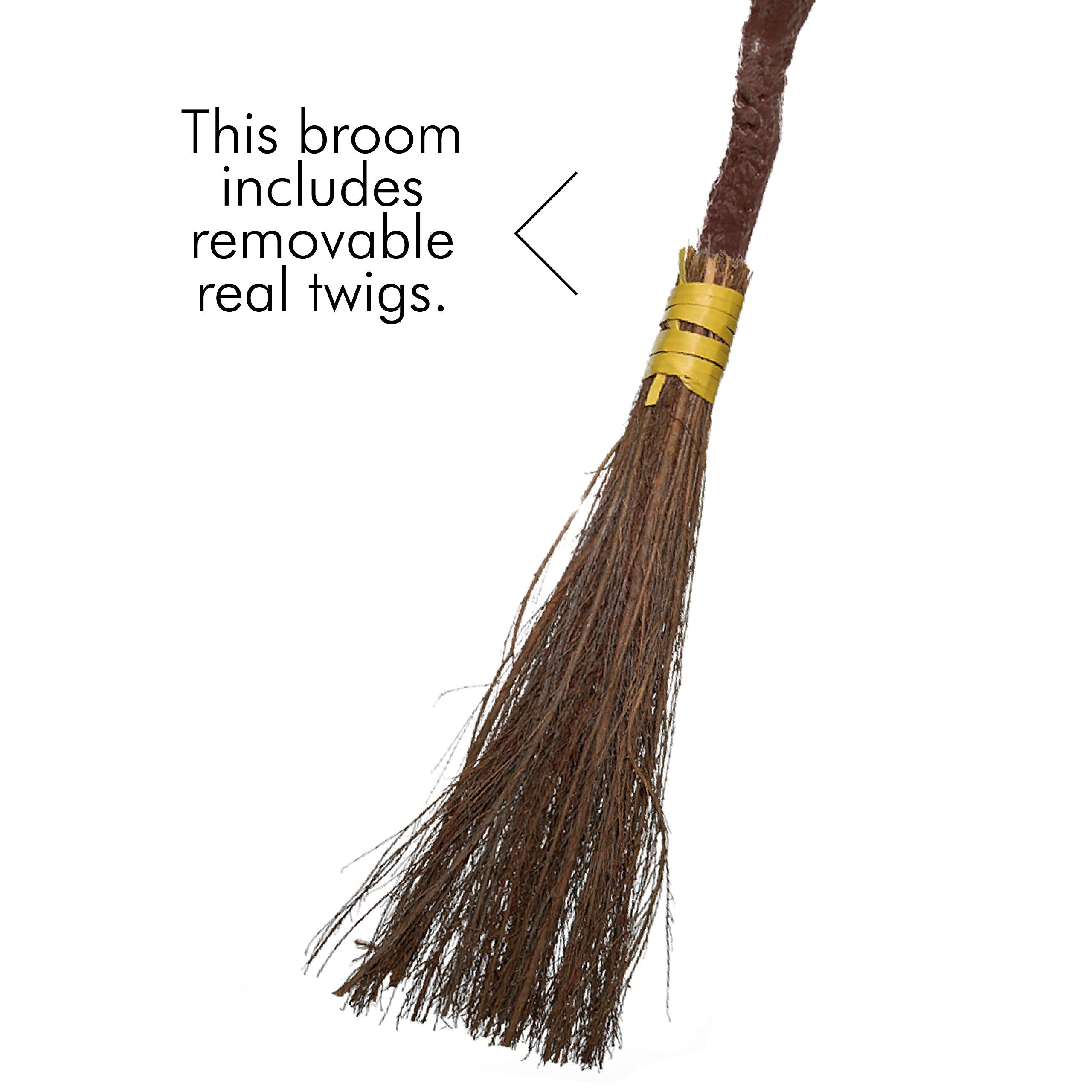 Brown Witch’s Besom Broom – Classic Halloween Witch Accessory by Skeleteen
