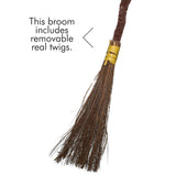 Brown Witch’s Besom Broom – Classic Halloween Witch Accessory by Skeleteen