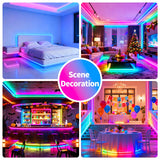 Smart RGB LED Strip Lights with Music Sync, App & Remote Control – 16 Million Colors (Indoor Use)