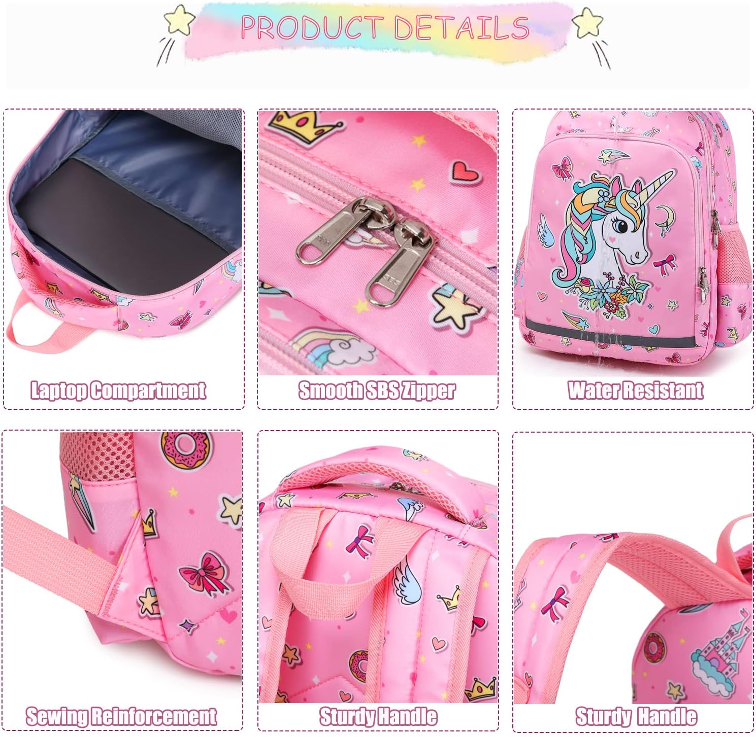 Unicorn School Backpack Set with Lunch Bag and Pencil Case