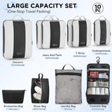 10 Piece Compression Packing Cubes Set – Travel Luggage Organizers with Hanging Toiletry Bag & Laundry Bag