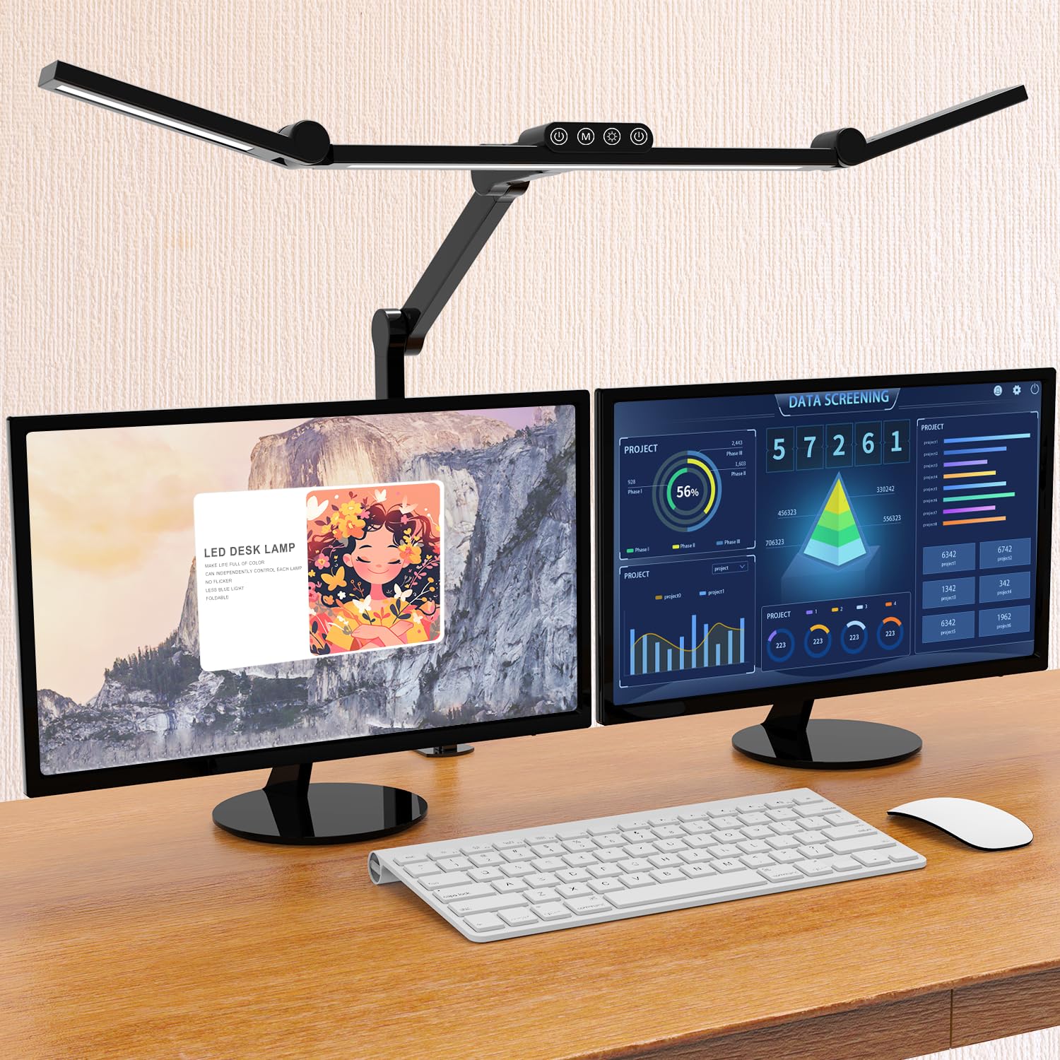Micomlan LED Desk Lamp with Clamp 24W Ultra Bright Architect Light Auto Dimming Eye Care Adjustable Office Lighting Black