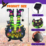 12x18 Halloween Garden Flag with Solar LED Lights – Multi-Colored Double-Sided Cat & Eyeball Cauldron Yard Decoration