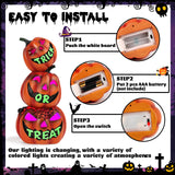 Trick or Treat Pumpkin Lantern – Color-Changing LED Jack-O’-Lantern Stack Light, Battery Operated Halloween Decoration (Resin Design)