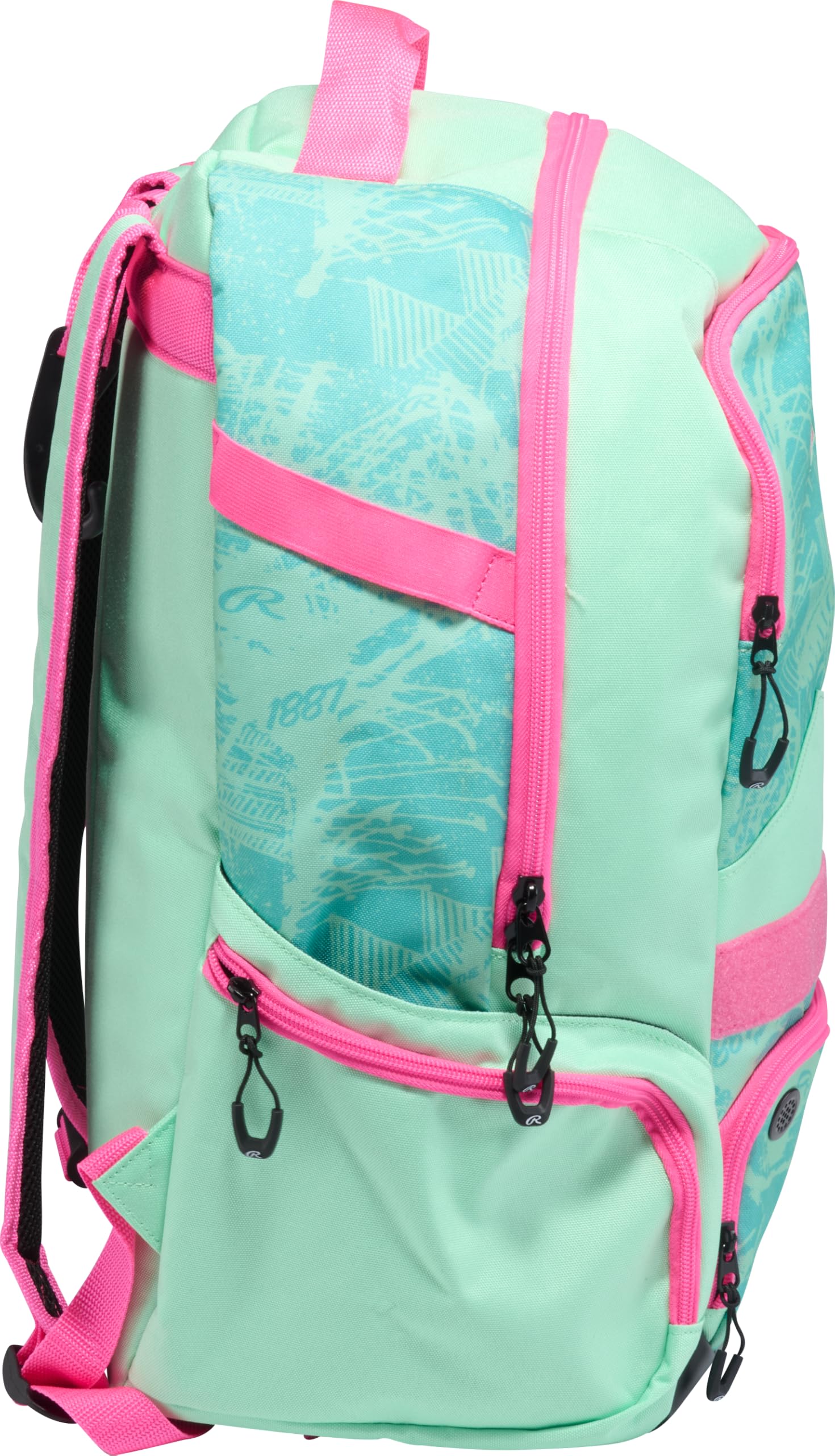 Rawlings Gamer Series Athletic Backpack – Dual Bat Sleeves, Ventilated Shoe Pocket & Pro Game-Day Design (Mint/Pink)