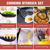 Complete Black Kitchen Utensil Set with Knives, Cutting Board & Silicone Tools – All-in-One Cooking Kit