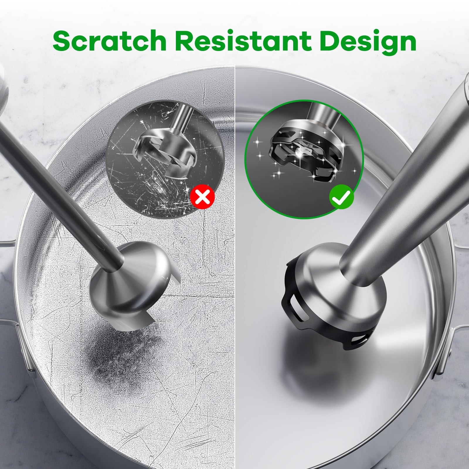 1100W Professional Immersion Hand Blender – Variable Speed Trigger, Scratch-Free Guard & BPA-Free Attachments