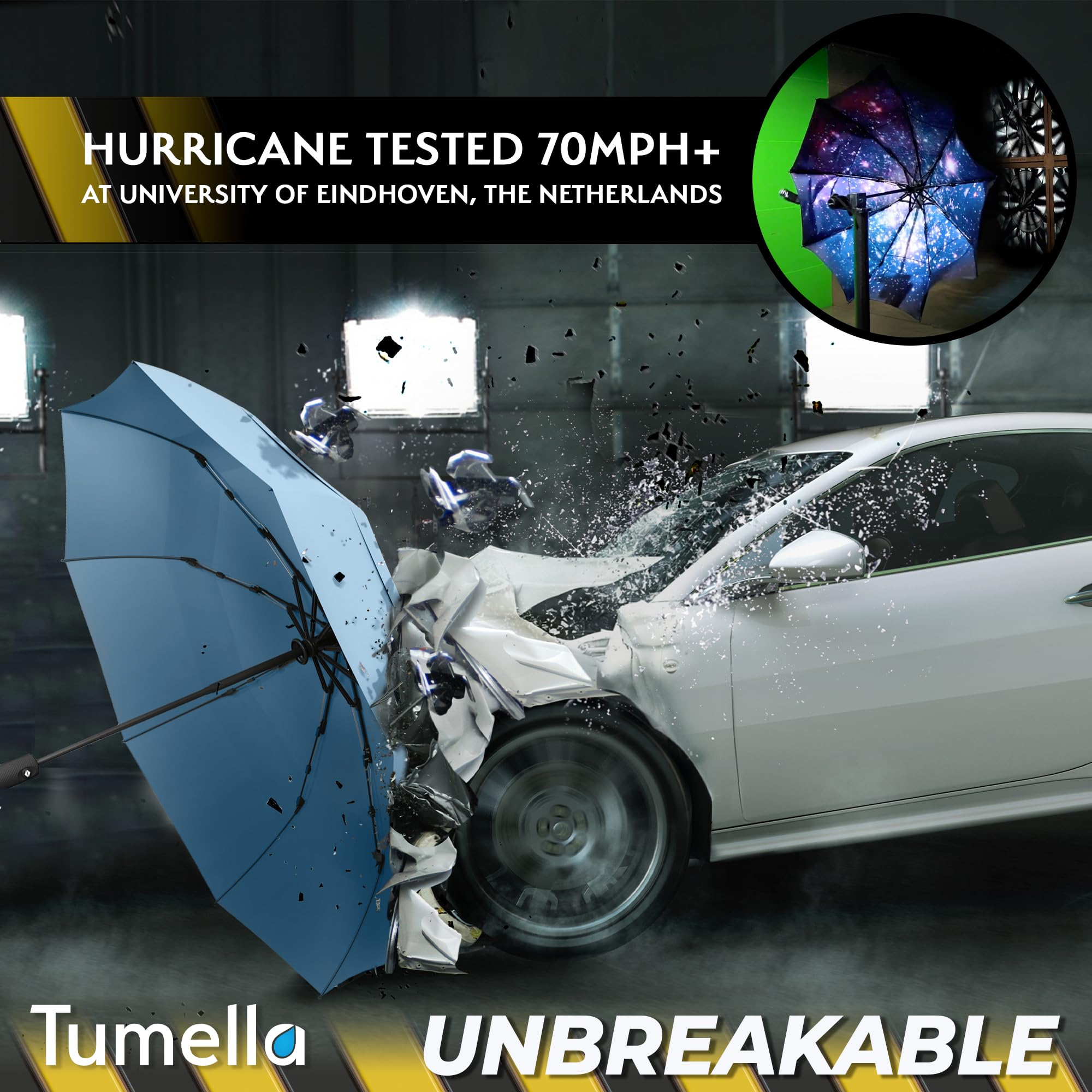TUMELLA Compact Travel Umbrella – Automatic Windproof & Waterproof Mini Umbrella with One-Button Open/Close