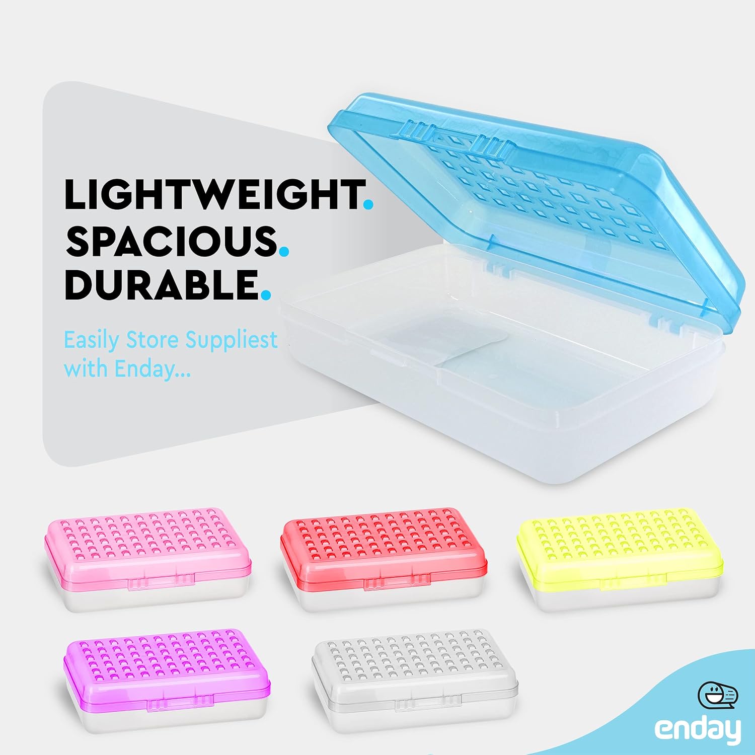 6-Pack Assorted Stackable Plastic Pencil Boxes