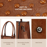 LOVEVOOK Vintage Leather Laptop Tote Bag for Women – 15.6” Large Capacity Work & Business Shoulder Handbag (Dark Brown)