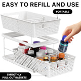 2-Tier Pull-Out Bathroom Organizer Tray – White Under-Sink Sliding Storage with Divider