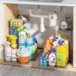 Lamu 2-Pack Under-Sink Pull-Out Organizers – Large L-Shaped 2-Tier Cabinet Storage with Silent Glide