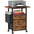 GYIIYUO 2-Drawer Rolling File Cabinet with 24” Extended Desktop – Mobile Filing Cabinet with Side Storage Bag (Light Brown)