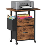 GYIIYUO 2-Drawer Rolling File Cabinet with 24” Extended Desktop – Mobile Filing Cabinet with Side Storage Bag (Light Brown)