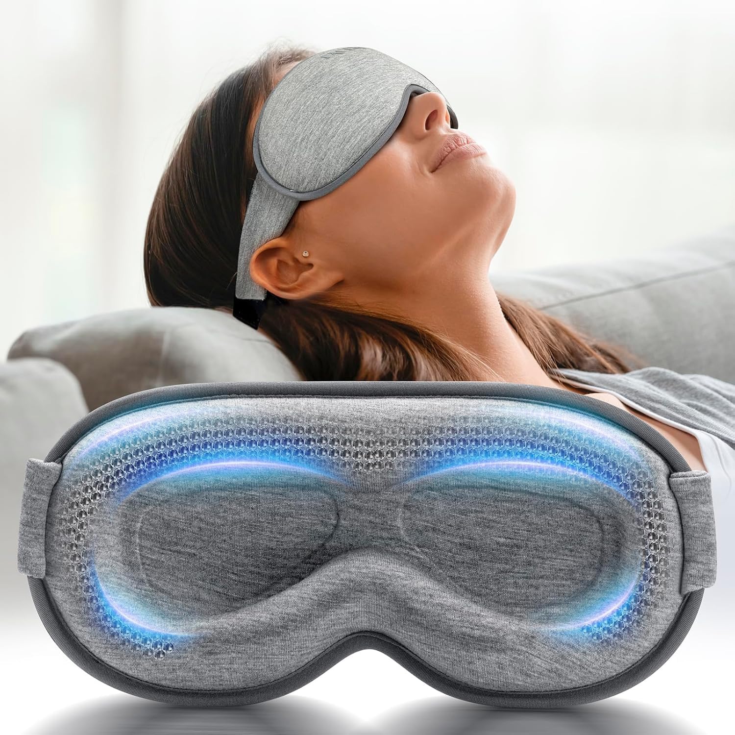 Weighted 3D Sleep Eye Mask with Microbeads – 100% Light Blocking Travel Mask with Earplugs for Deep Sleep, Meditation & Long Flights