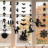 7PCS Glitter Black Halloween Garlands – Pre-Strung Hanging Decorations with Spiders, Bats & Witches