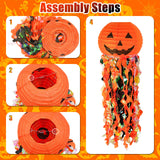 Halloween Pumpkin Paper Lantern Set – 5 Pack Orange & Black Hanging Party Decorations with Tassel Ribbons (Jellyfish Design)