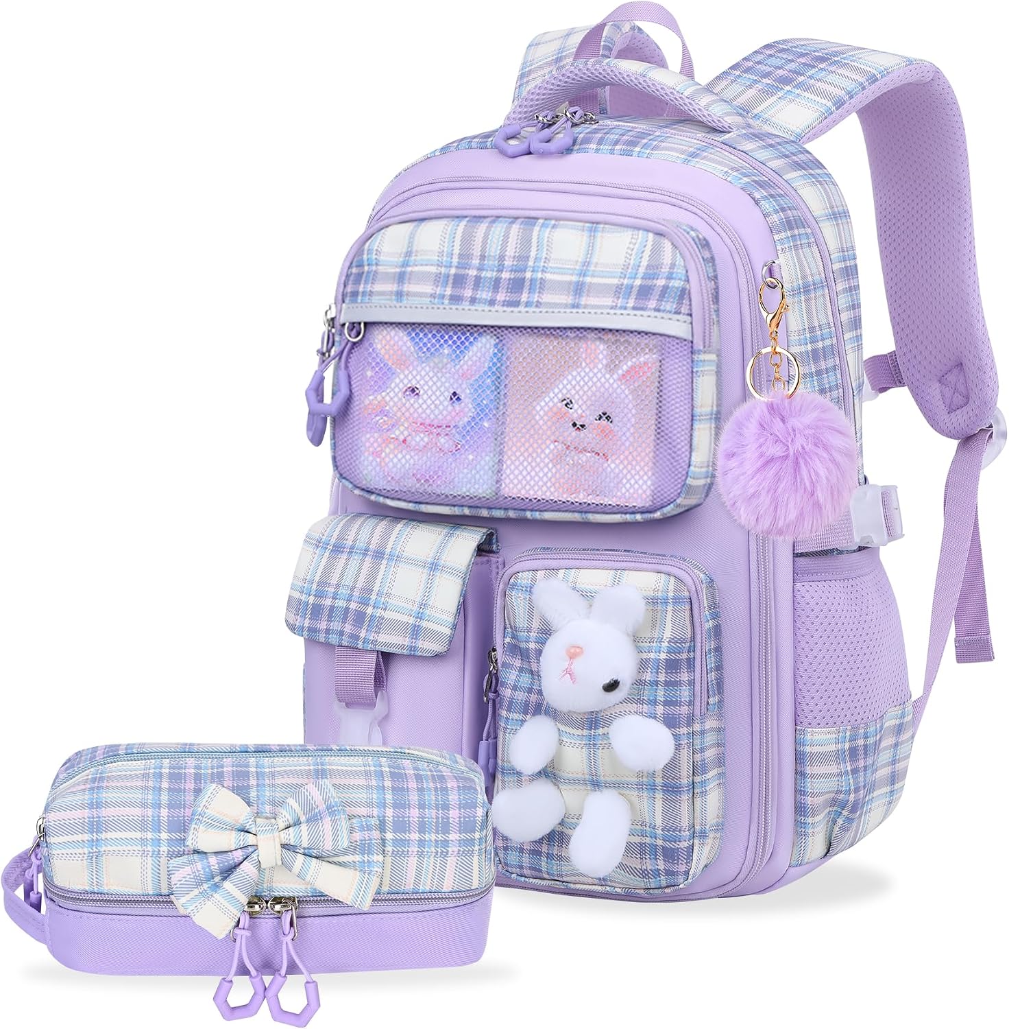 3-Piece Girls School Backpack Set with Lunch Bag