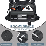 JIPIMON Waterproof Sports Chest Bag – Reflective MOLLE Chest Pack for Running, Cycling & Outdoor Activities (Black)