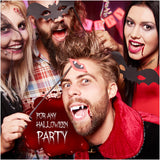 Vampire Makeup & Accessory Kit – Complete Halloween Set with Fake Blood, Fangs, Tattoos, White Face Paint & Necklace