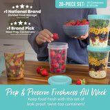 Bentgo Round Meal Prep Containers – 20 Piece 32 oz Reusable Set with Leak-Proof Twist Lids