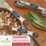 Magnetic Stainless Steel Measuring Spoons Set – Dual-Sided, Precision Sizes with Leveler (8-Piece)