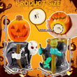 Vintage Halloween Resin Pumpkin Set – Hand-Painted Skeleton & Witch Figurines with Glow Base (Multicolor, 2-Pack)