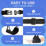 Airplane Footrest Travel Foot Hammock Adjustable Leg Support with Memory Foam Comfort, Foldable Portable Flight Foot Sling for Long Trips – Black