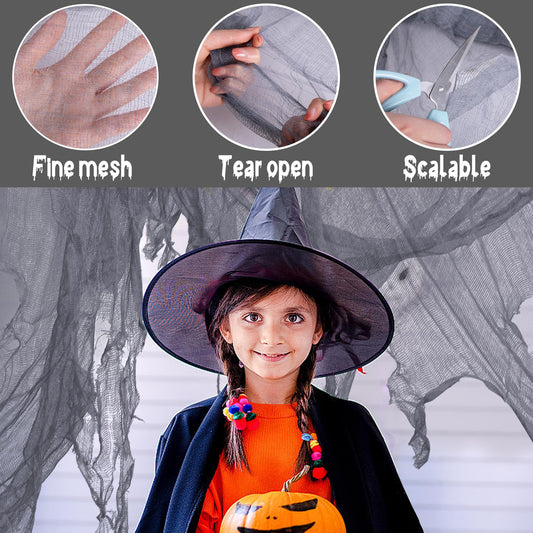 400" x 40" Gray Creepy Cloth – Halloween Spooky Gauze Fabric for Haunted House, Party & Scary Decor