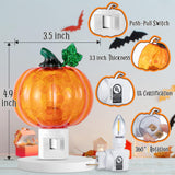 Pumpkin C7 LED Night Light – Swivel Plug Bubble Lamp with Warm Orange Glow, UL Certified Plug-In Halloween Decoration (ABS Material)