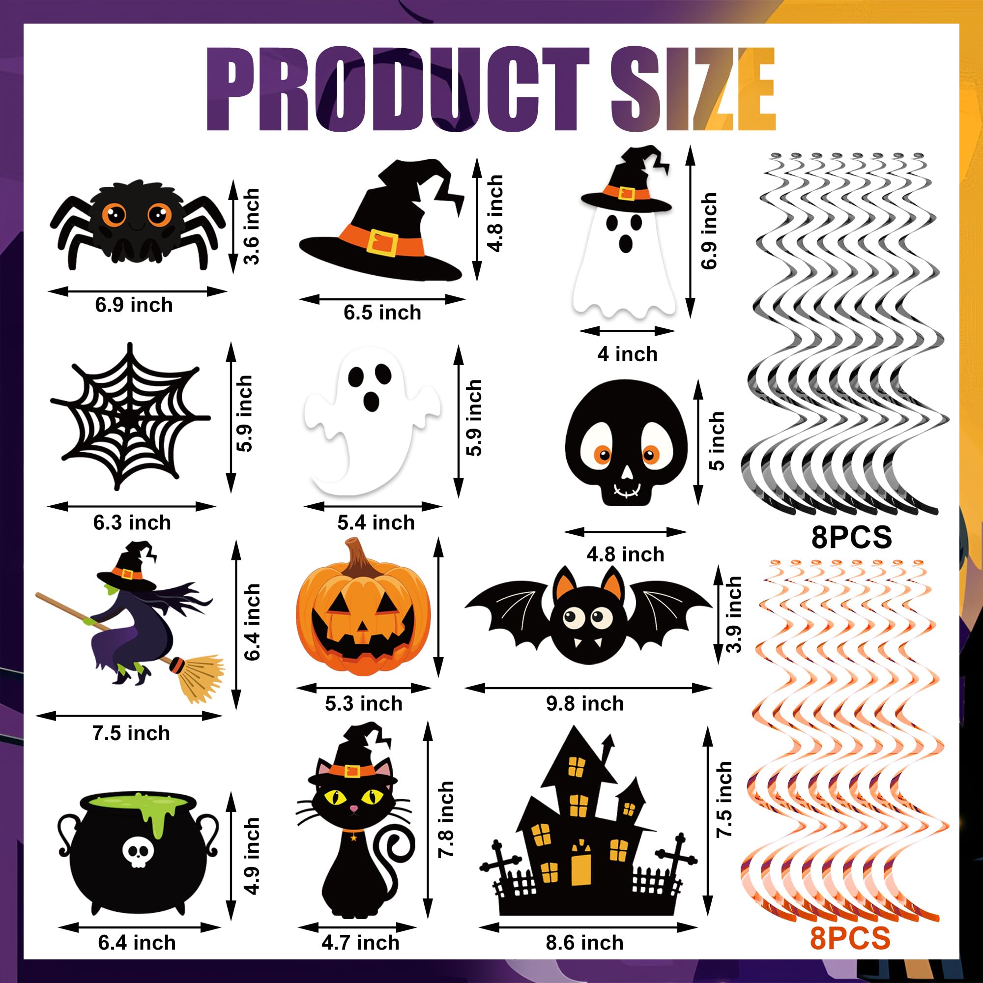 Happy Halloween Banner & Hanging Swirls Set – 32PCS Multicolor Party Decorations with Witches, Ghosts & Pumpkins