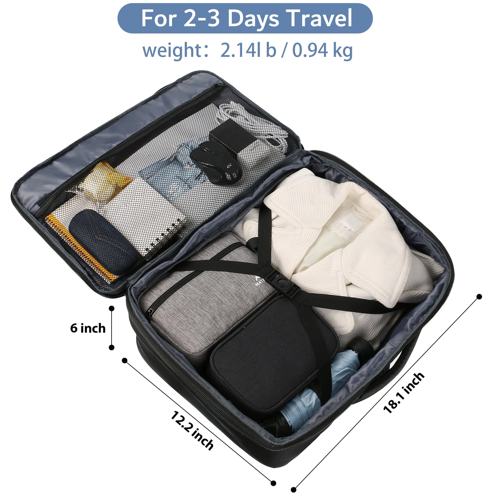 MATEIN 27L Expandable Carry-On Travel Backpack – Lightweight Convertible Business & Outdoor Daypack (Black)