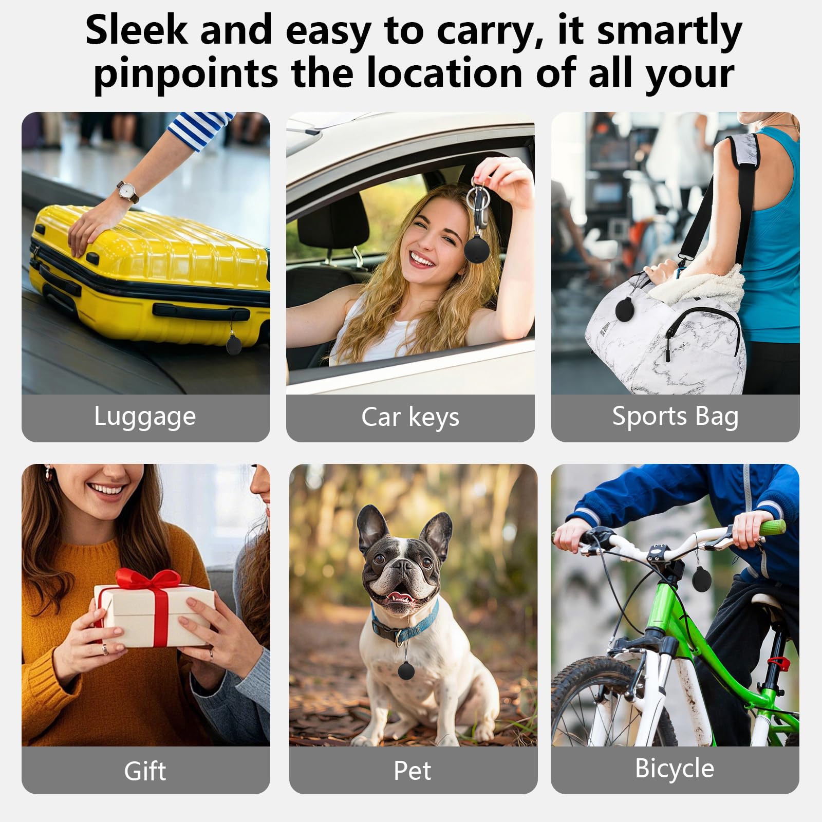 Mini Bluetooth Tracker Tag Apple Find My Compatible, Waterproof Item Locator with Sound Alert & Replaceable Battery – Black