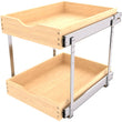 Jowboow Compact 2-Tier Wooden Pull-Out Cabinet Shelves – Heavy-Duty Independent Slide-Out Drawers