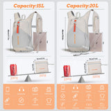 BECOJADDE 15L Ultralight Packable Hiking Backpack – Foldable Mini Daypack for Travel, Camping & Outdoor Use – Beige