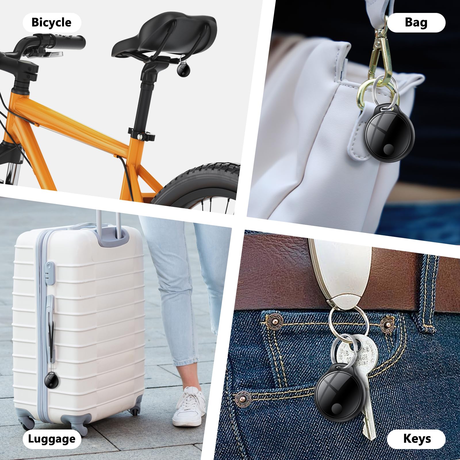 Apple Find My Bluetooth Tracker Tags 4-Pack, Smart Key Finder with 100dB Alert, IP67 Waterproof and Replaceable Battery