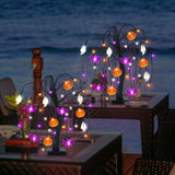 Light-Up Halloween Tree – 24 LED Black Willow Tree with Pumpkin, Bat & Ghost Ornaments (USB & Battery Powered)