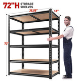 REIBII 5-Tier Heavy Duty Metal Storage Shelves 2-Pack – 2400 lbs Adjustable Garage & Warehouse Shelving System