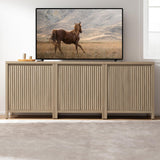 Sicotas Sideboard Buffet Cabinet with Storage – Fluted Credenza Console with Adjustable Shelves, Reclaimed Light Oak (2-Piece Set)